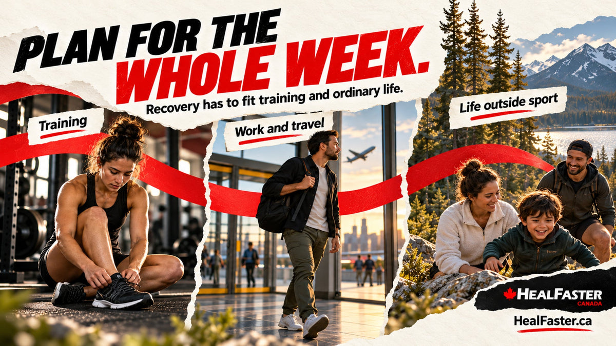 How to Plan Recovery Around a Real Training Week — HealFaster Canada hero graphic