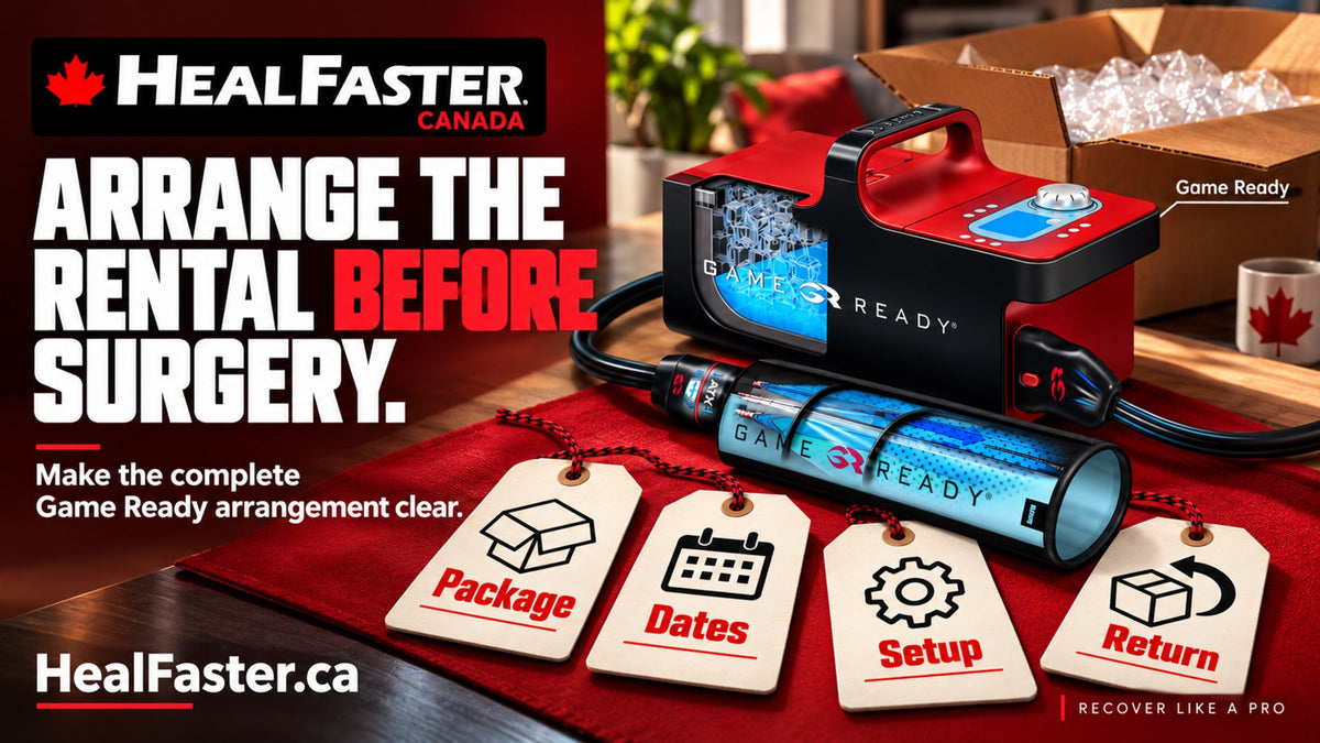 How to Arrange a Game Ready Rental Before Surgery in Canada — HealFaster Canada hero graphic