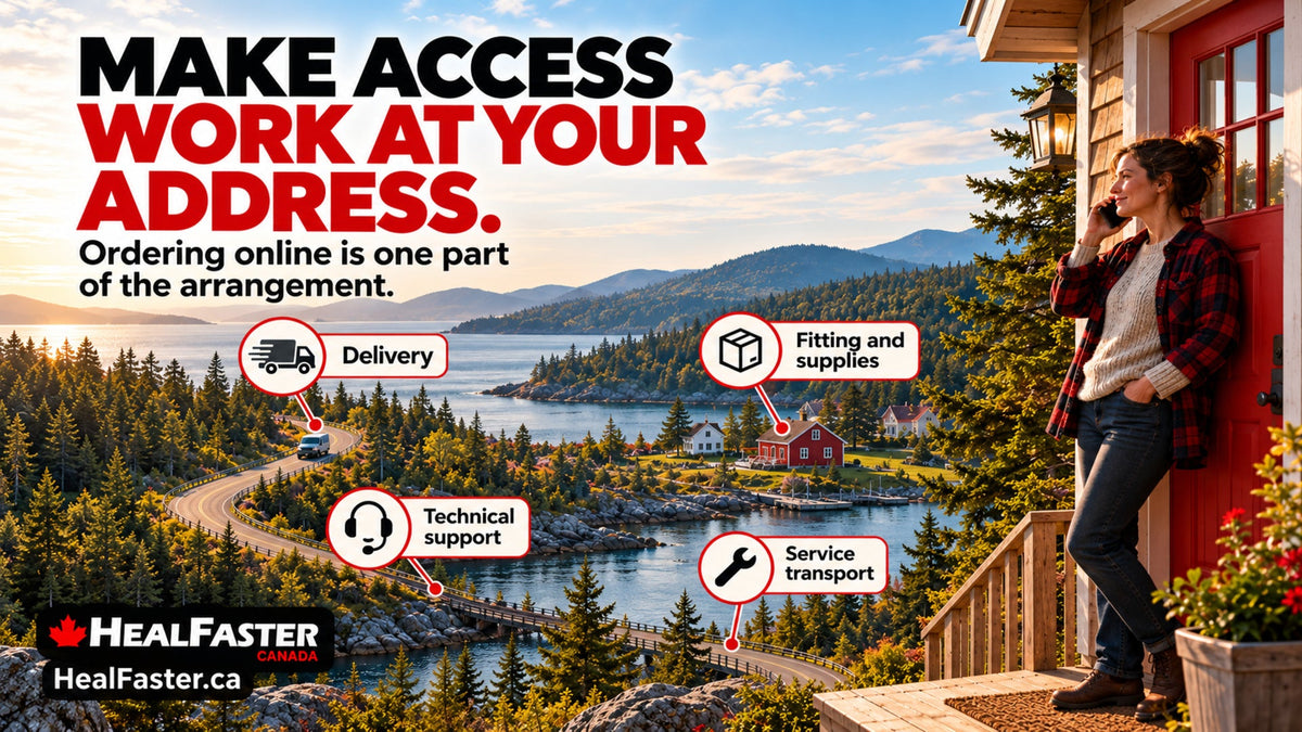 Planning Recovery Equipment Access Outside a Major City — HealFaster Canada hero graphic