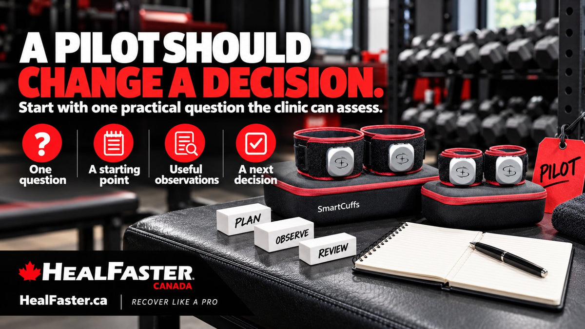A Recovery Equipment Pilot a Clinic Can Learn From — HealFaster Canada hero graphic