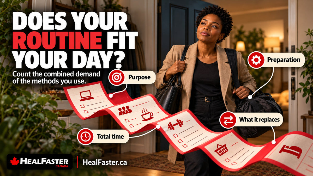 When a Recovery Routine Becomes Another Demand on Your Day — HealFaster Canada hero graphic