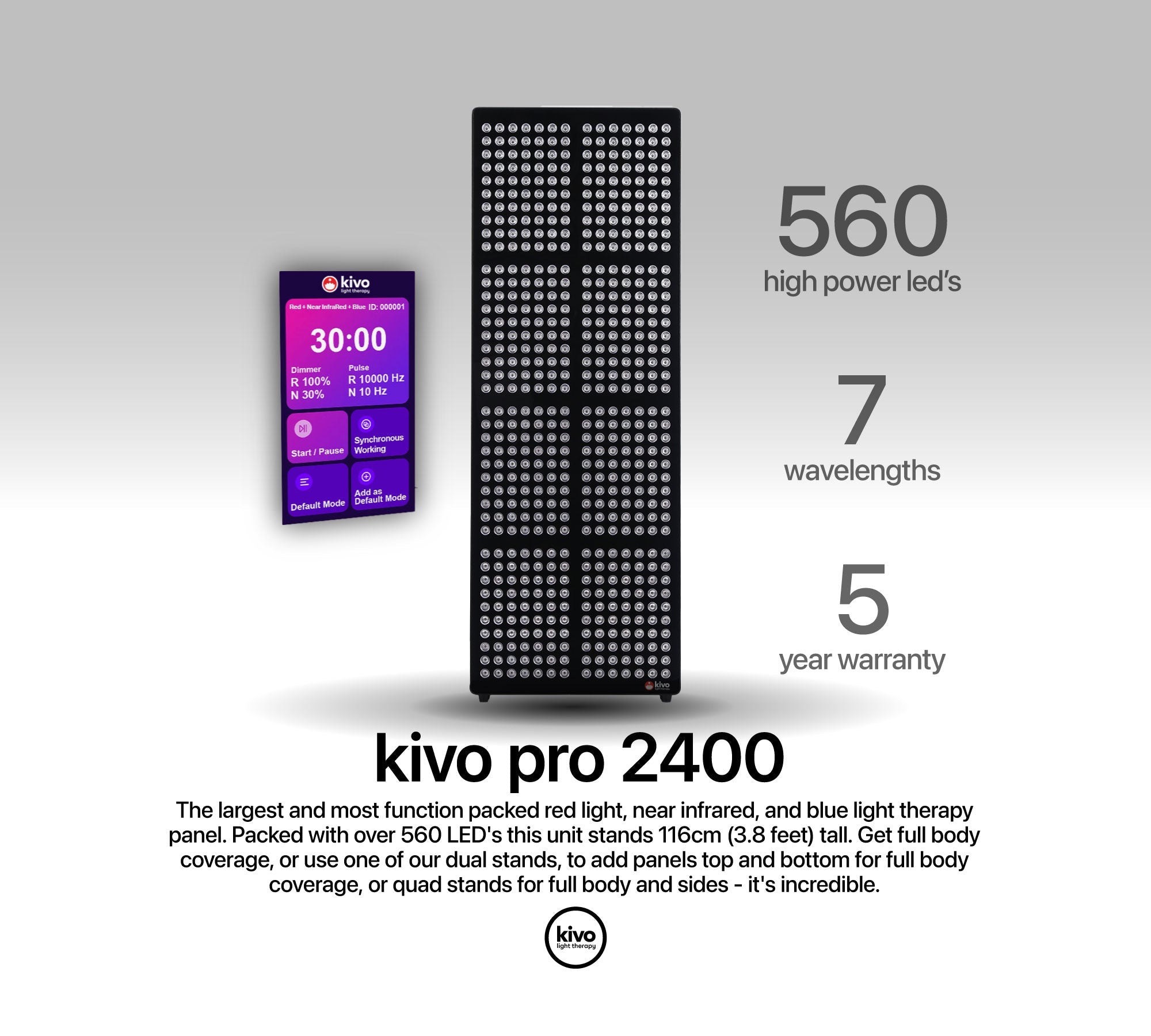 Kivo Pro 2400: Premium Extra Large Red Light Therapy Panel