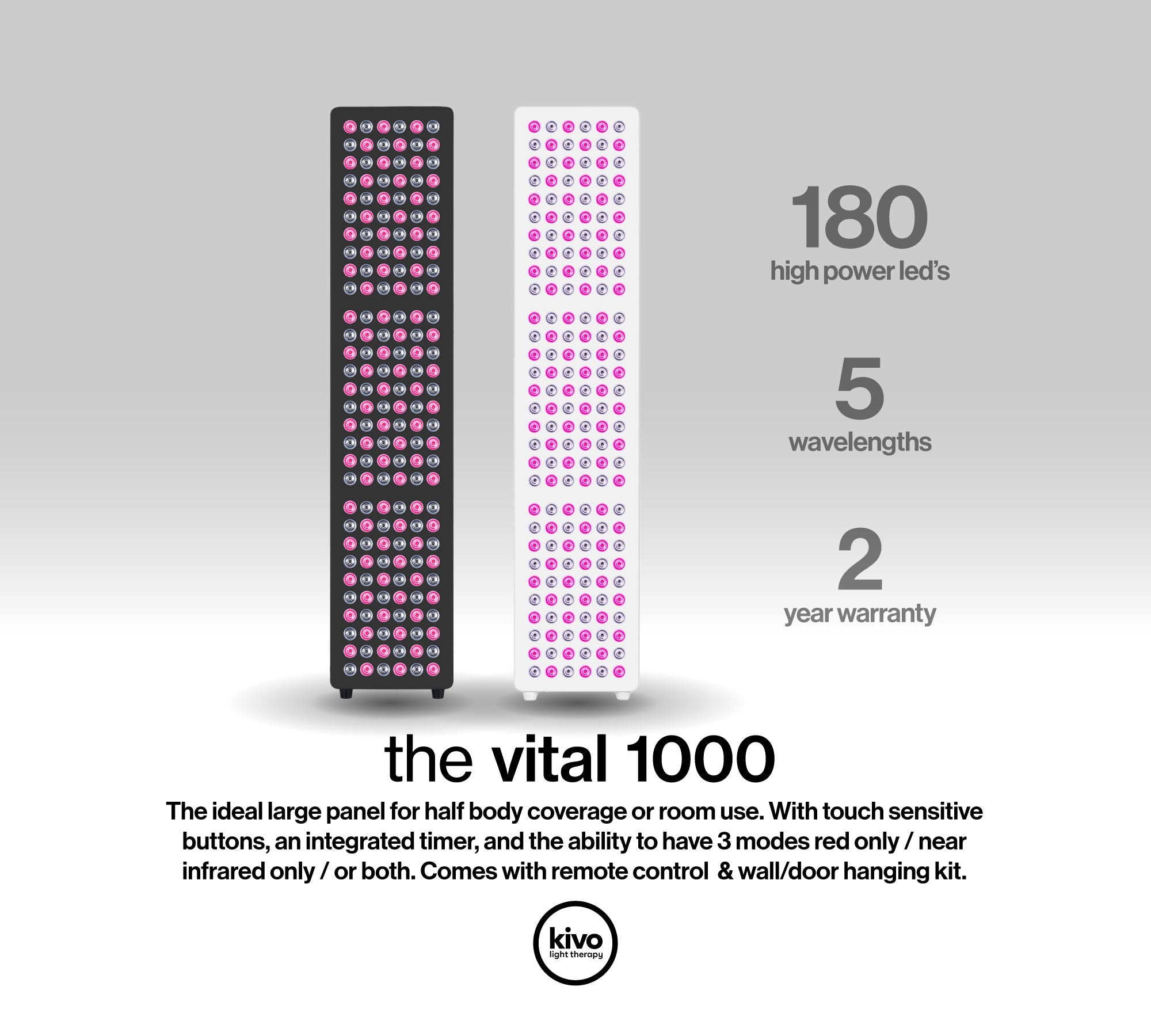 Kivo Vital 1000: Medium Full Body Red Light Therapy Panel