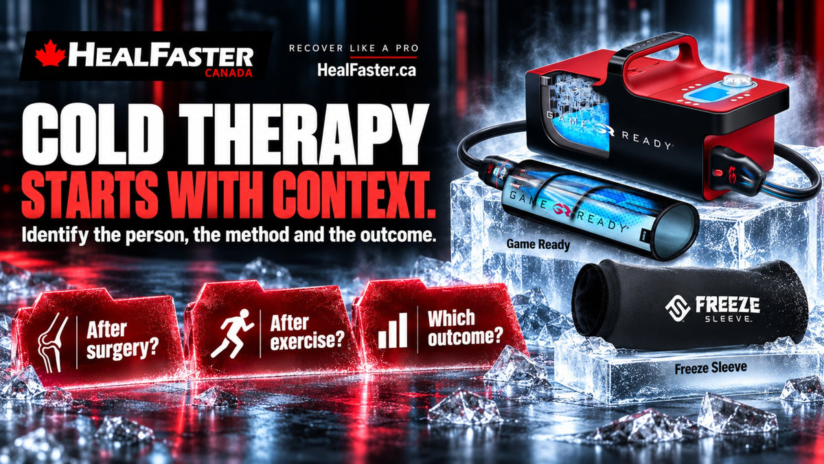 What the Evidence Says About Cold Therapy After Surgery and Exercise — HealFaster Canada hero graphic