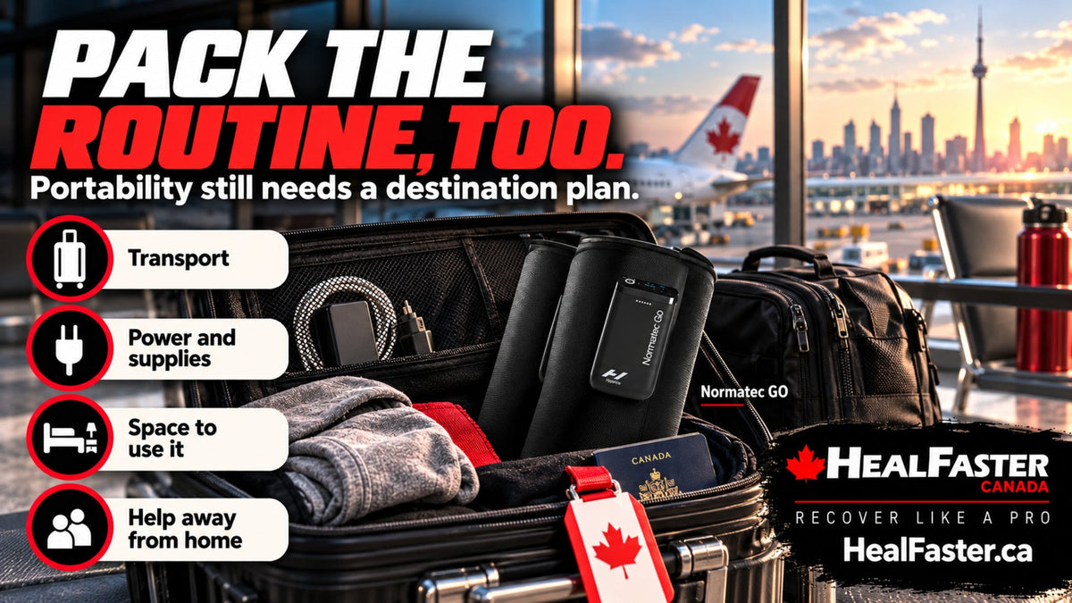 What to Check Before Travelling With Recovery Equipment — HealFaster Canada hero graphic