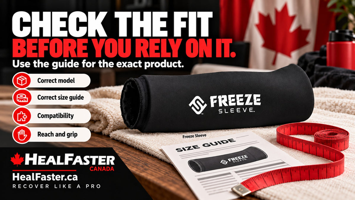 Checking the Fit of Recovery Equipment Before the First Session — HealFaster Canada hero graphic