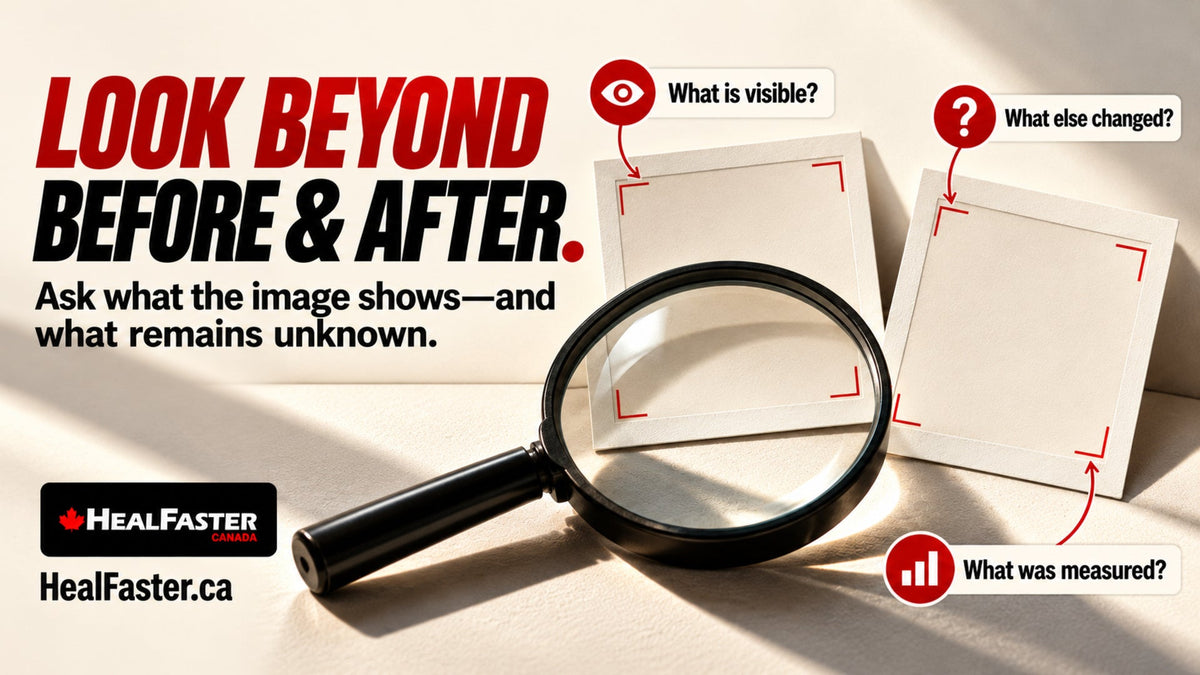 How to Make Sense of Before and After Recovery Photos — HealFaster Canada hero graphic