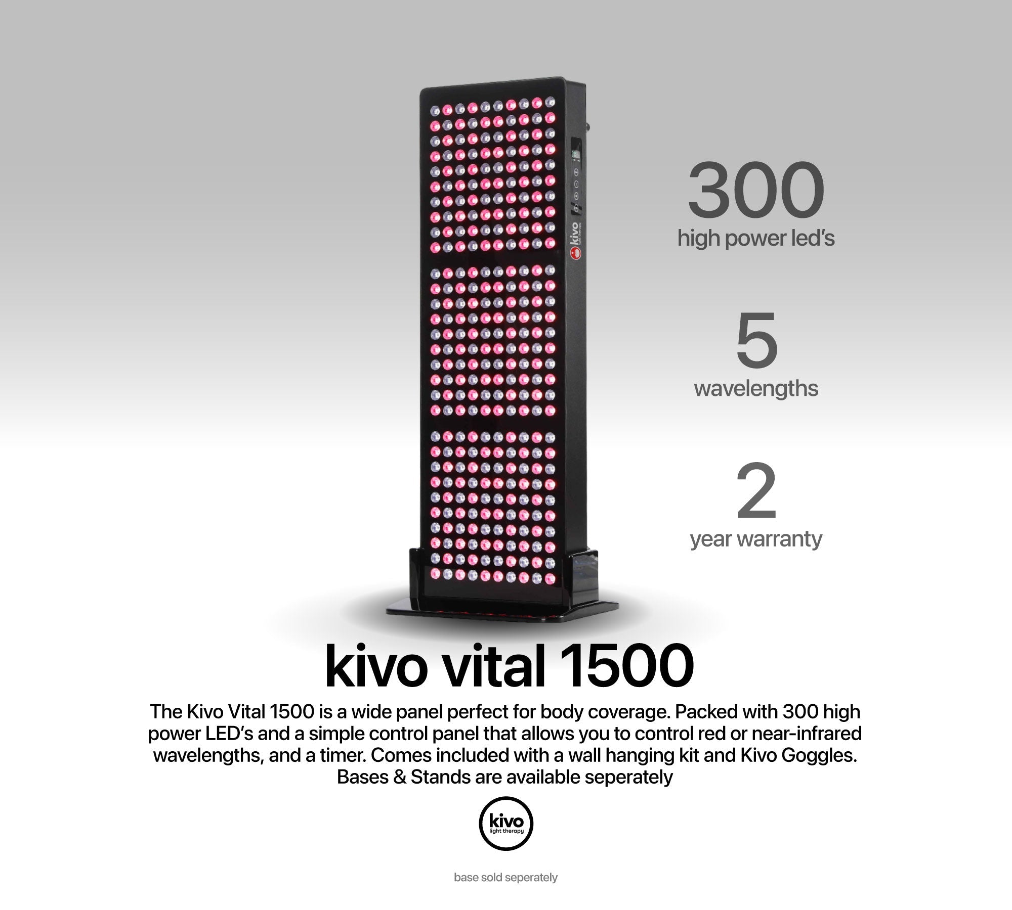Kivo Vital 1500: Medium Wide Body Red Light Therapy Panel